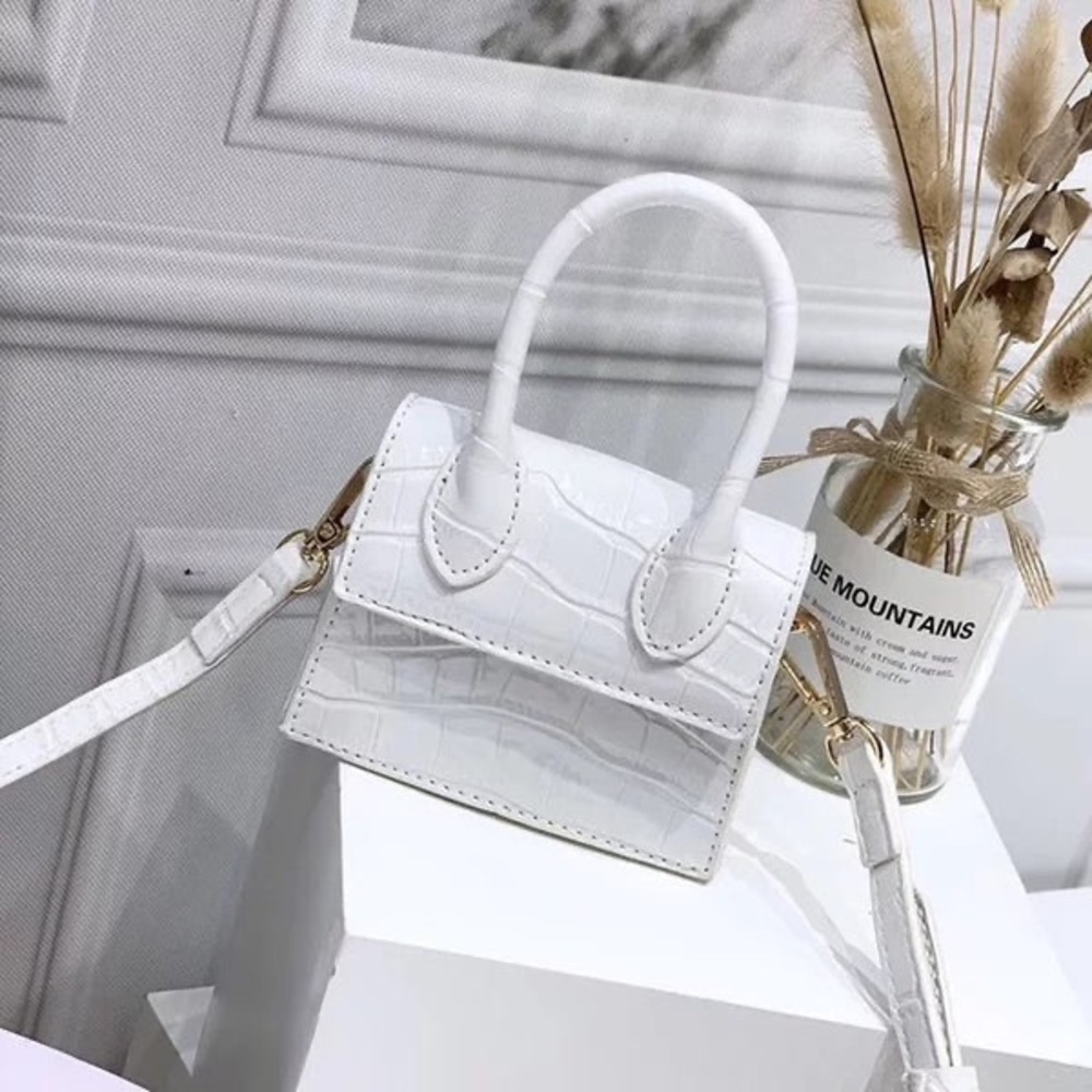 Mini Croc Handbag (White)